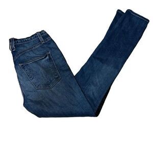 McGuire Medium Wash Skinny Denim Jeans  Silky Black Side Stripe Sz 25